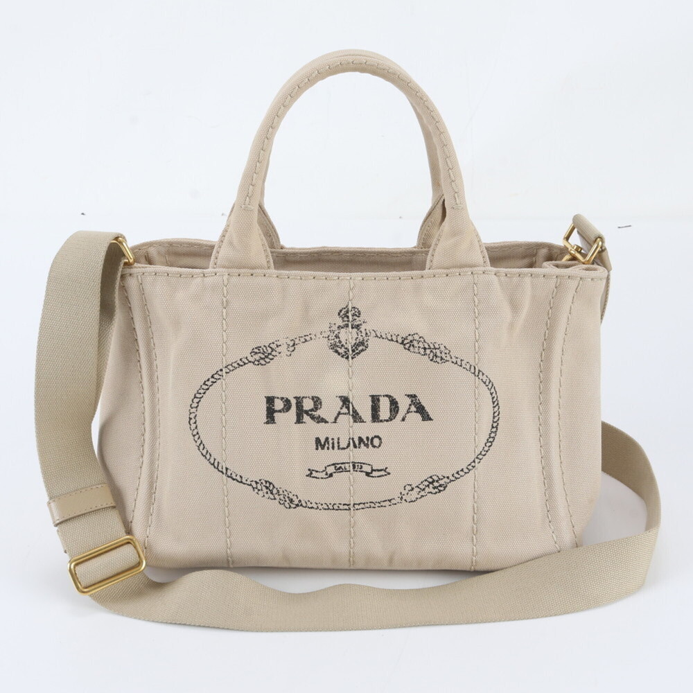 Prada Canapa Triangle Logo Leather 2-Way Shoulder Bag, Handbag, Tote Bag for ...